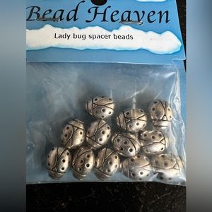12pc LADYBUG BEADS accent craft spacer DIY BEADING silver for bracelet necklace